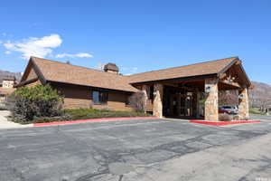 View of property with a mountain view