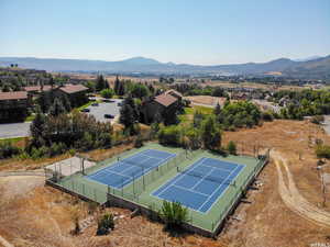Aerial view of a mountainous background