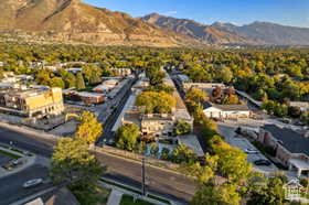 Aerial view of a mountain backdrop