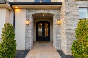 Inviting front entry double doors.