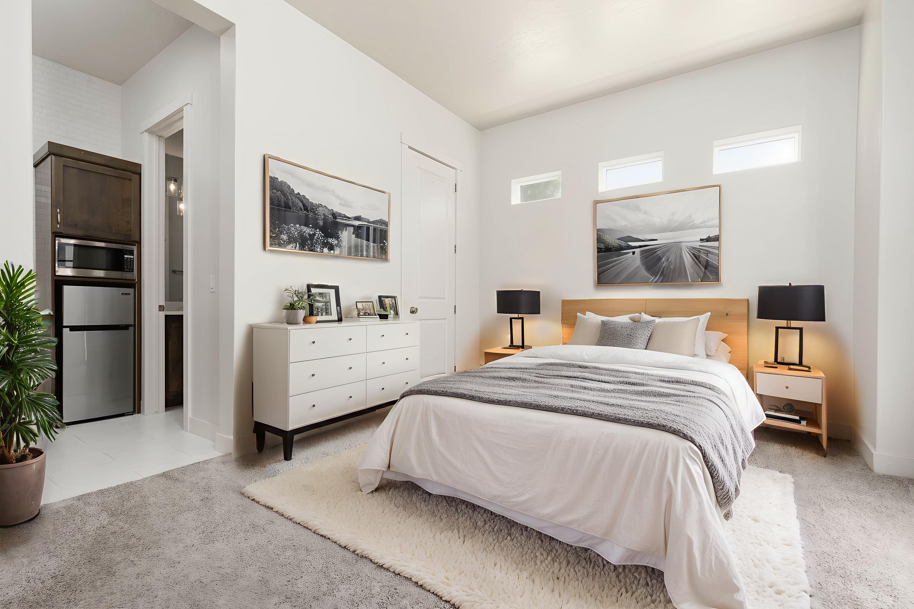 Bedroom with closet of Casita (virtual staging)