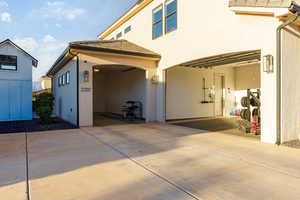 Garages and concrete driveway
