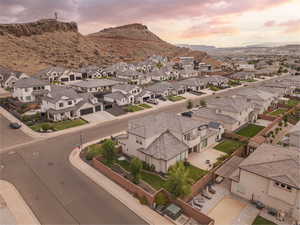 Aerial view at dusk of a mountain view and Sequoia Estates