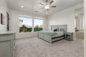 Very spacious Owners Suite with over sized pictures windows viewing Pine Valley Mountain.