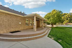 View of patio / terrace featuring a ceiling fan and a deck