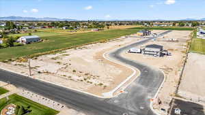 Bird's eye view of a mountainous background