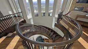 Staircase with wood finished floors
