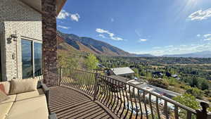 Balcony with a mountain view