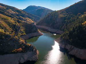 Water view with a mountainous background