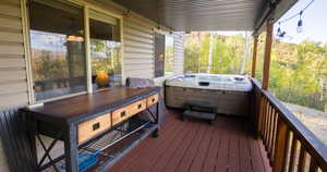 Deck with a hot tub