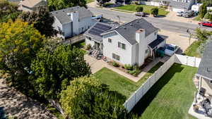 Aerial perspective of suburban area