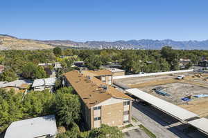 Aerial view of a mountain backdrop