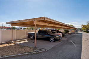 View of covered parking lot
