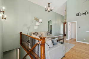 Open Great Room with Vaulted Ceilings and Bamboo Flooring