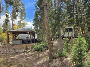 View of yard with a gazebo