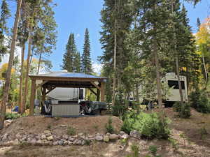 View of yard with a gazebo