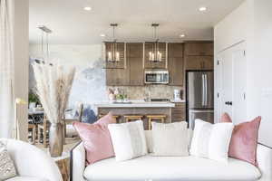 Living area with recessed lighting