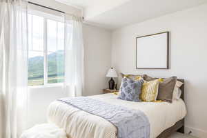 Bedroom with a mountain view