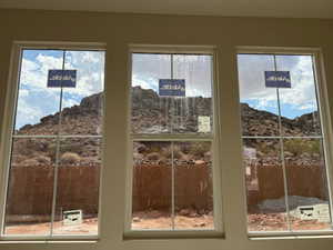 Detailed view of a mountainous background