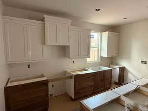 Kitchen with white cabinetry