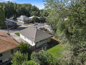 Aerial perspective of suburban area