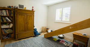 Bedroom featuring light wood-style floors