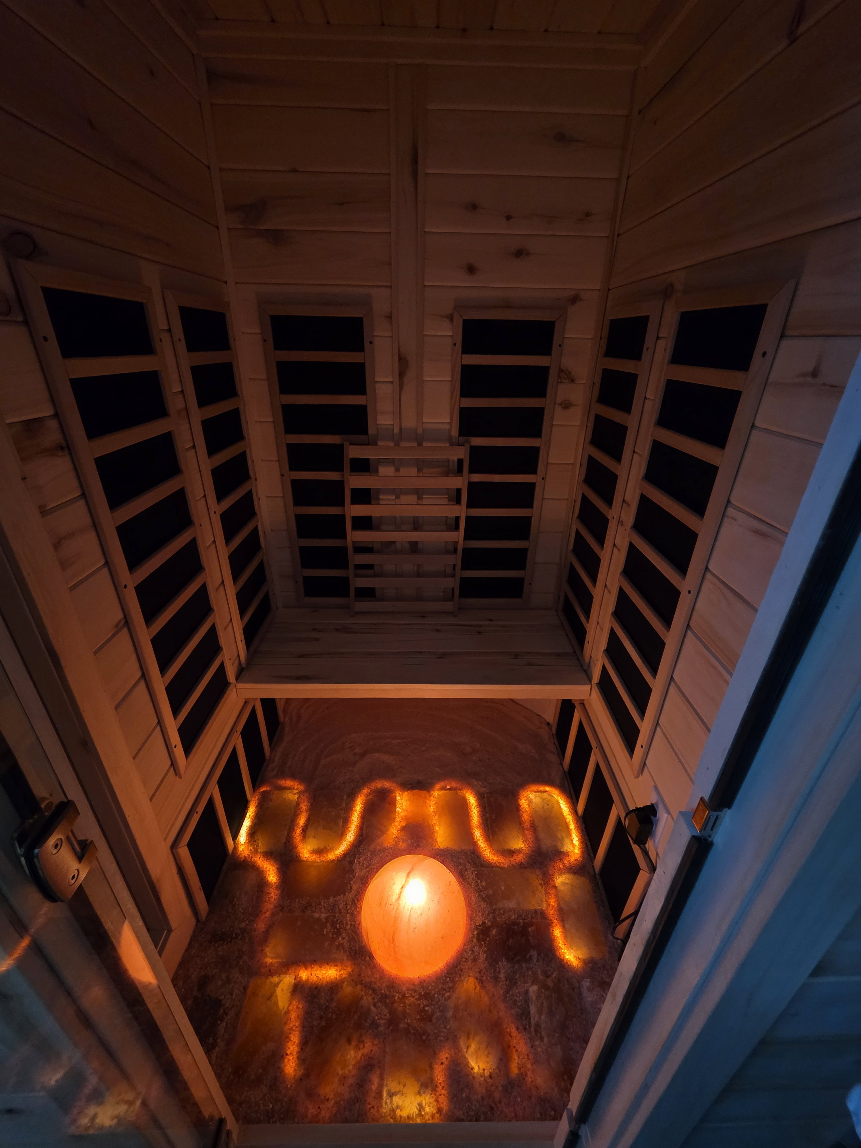 Sauna / steam room featuring wooden walls and wooden ceiling