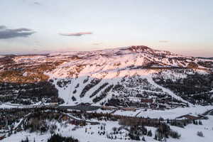 Aerial view at dusk of a mountain view