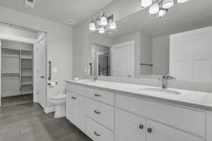 Master bath with double vanity, separate tub/shower