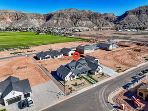 Aerial view of a mountainous background