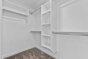 Spacious closet with carpet