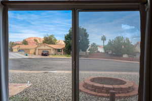 Detailed view of a mountainous background