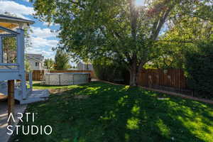 View of fenced backyard