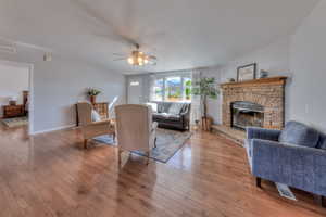 Upstairs living room with wood burning stove