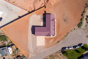 Aerial view (abundant trailer parking on left side of house)