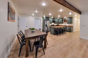 Downstairs dining + kitchen