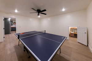 Downstairs Rec Room with ping pong table and view of Kid's Room