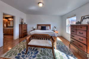 Upstairs primary bedroom with ensuite bathroom