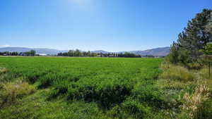 View of mountain background with rural landscape
