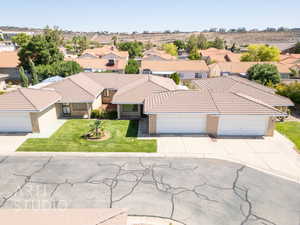 Aerial perspective of suburban area