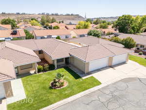Aerial perspective of suburban area