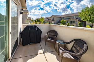 Patio with BBQ grill and seating