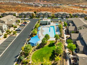 Aerial view of amenities including a pool area