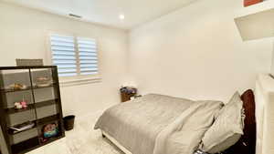 Bedroom featuring light wood-style floors and recessed lighting