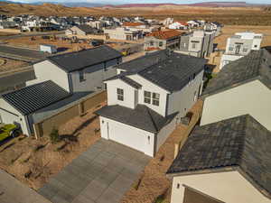 Aerial perspective of suburban area