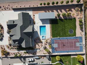 Aerial view of a pool area