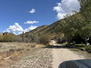 View of street with a mountain view