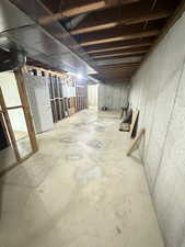 View of unfinished basement