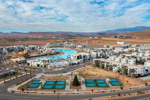 Aerial view of a mountain backdrop
