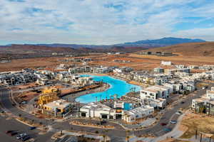 Drone / aerial view of a mountain backdrop